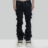 Hearujoy Ro Ribbons Tassel High Elasticity Black Jeans for Men Pantalones Hombre Straight Baggy Flare Pnats Oversized Y2k Denim Trousers